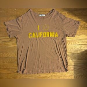 Anthropologie Letluv Brown 'I California' T-Shirt, M